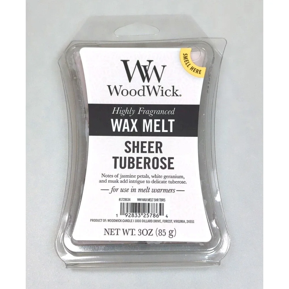 WoodWick Wax Melt 3oz Pink Sheer Tuberose‎ Floral Highly Fragranced